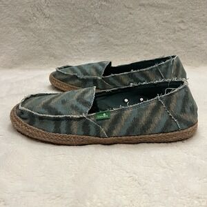 Sanuk Shoes Funky Fiona Dusty Teal Women's 8 Donna  Hemp Slip On Loafers EUC